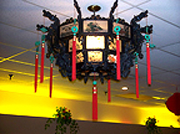 Beautiful glowing lamps attract much attention in the Chopstick House.